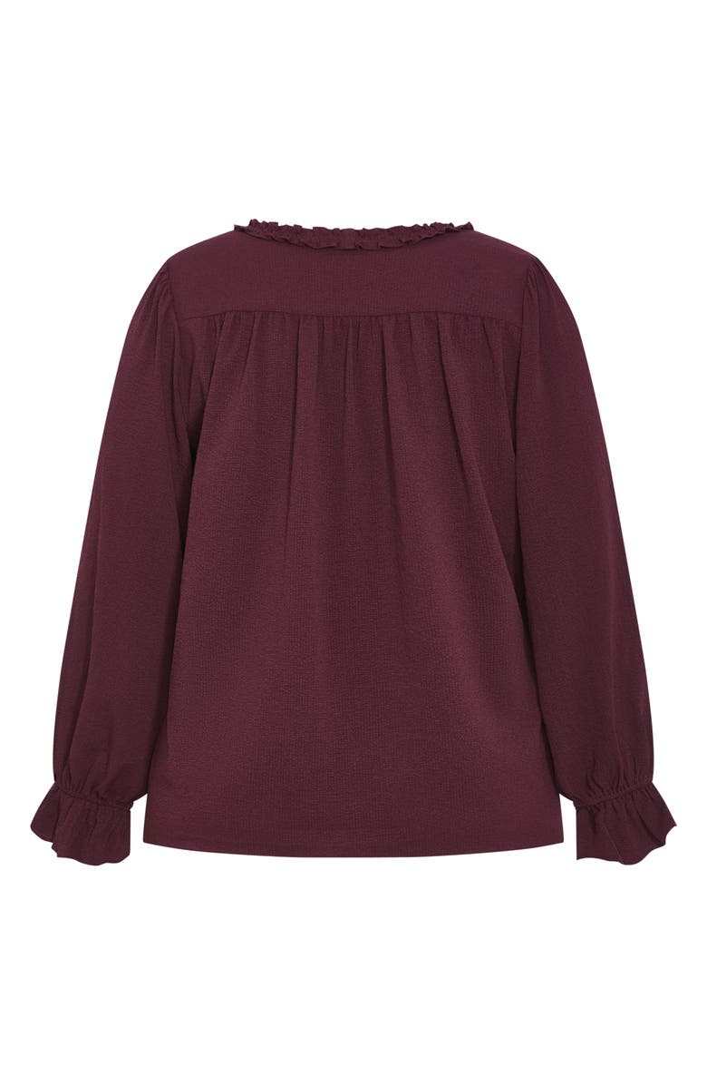 City Chic Marena Ruffle Top, Alternate, color, Bordeaux