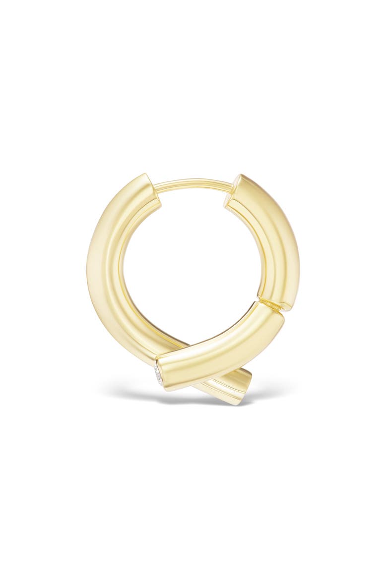 Oera Diamond Bezel Bypass Hoop Earrings, Alternate, color, YELLOW GOLD