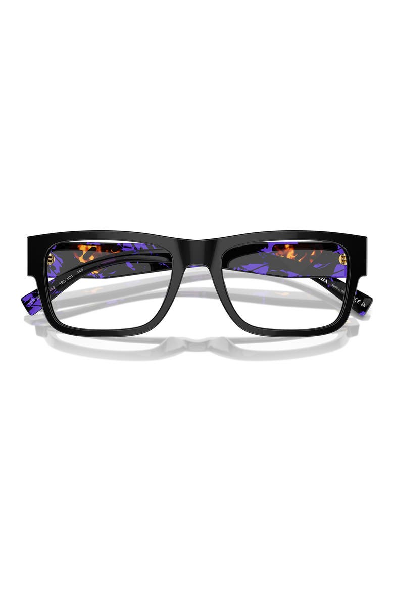 52mm Rectangular Optical Glasses, Alternate, color, SHINY BLACK