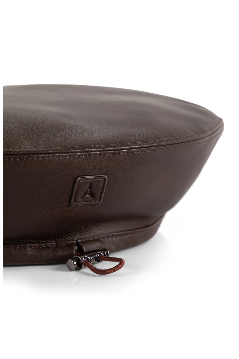 Anya Leather Beret, Alternate, color, Brown