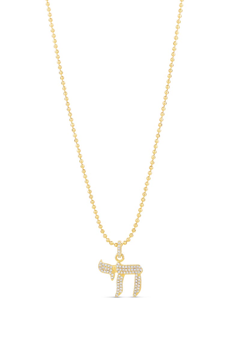Pavé Cubic Zirconia Chai Pendant Necklace, Main, color, GOLD