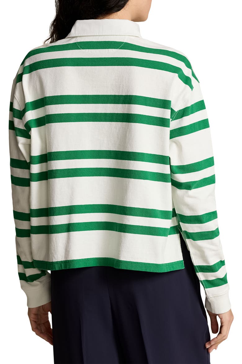 Stripe Cotton Rugby Shirt, Alternate, color, DECKWASH WHITE/ HILLSIDE GREEN