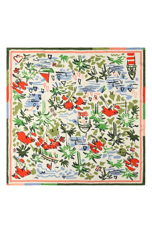 Kate Spade New York Coastal Scene Silk Square Scarf