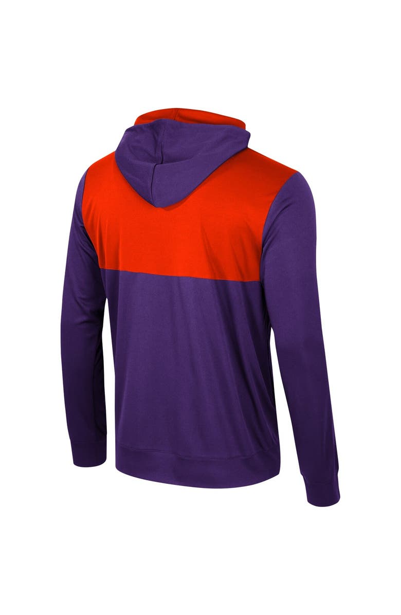 COLOSSEUM Men's Colosseum Purple Clemson Tigers Warm Up Long Sleeve Hoodie T-Shirt, Alternate, color, Purple