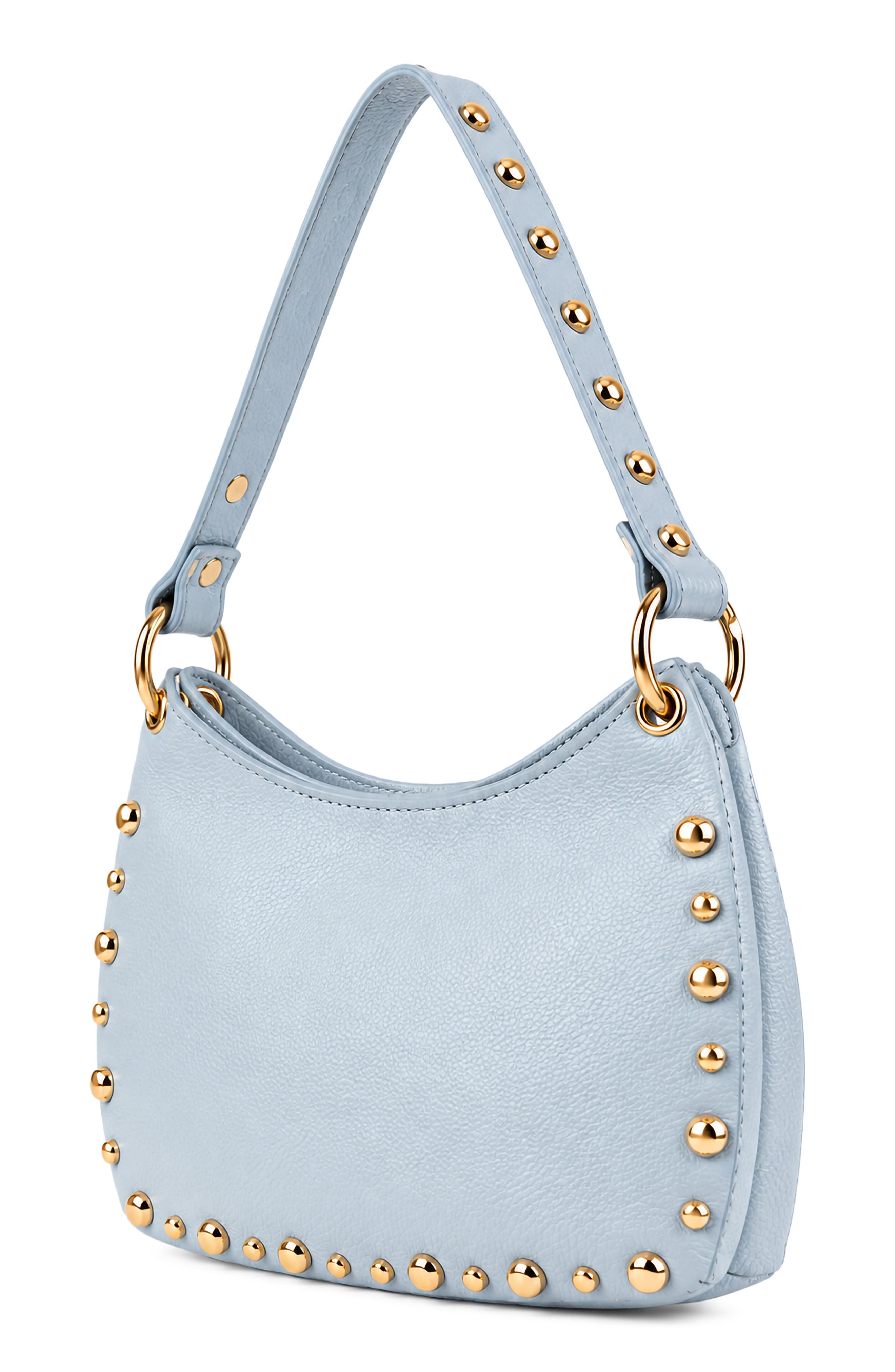 Matilda Studded Leather Shoulder Bag, Alternate, color, PALE BLUE