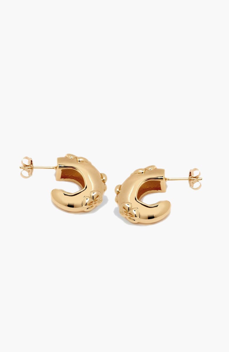 YOJ Flaro Flower Midi Hoop Earrings in God, Alternate, color, Gold