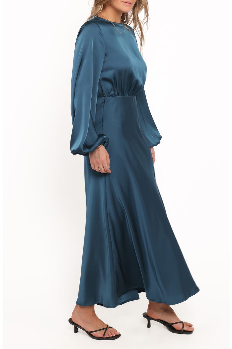 Remora Long Sleeve Satin Midi Dress, Alternate, color, TEAL