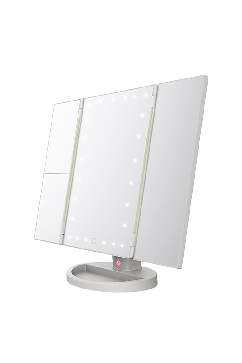 Tri-Fold Vanity Makeup Mirror, Main, color, White