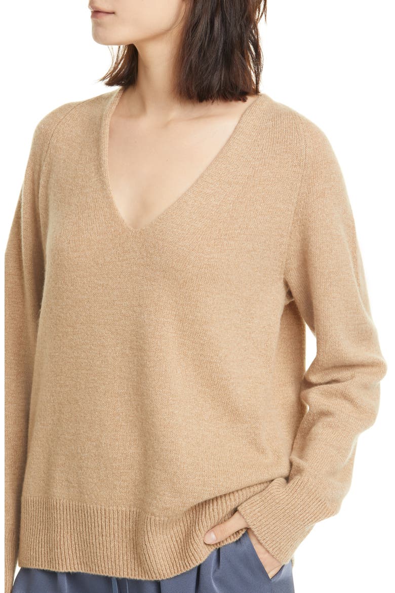 Wool & Cashmere V-Neck Sweater, Alternate, color, DUNE