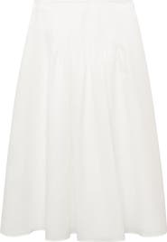 MANGO Pleated Ramie Midi Skirt