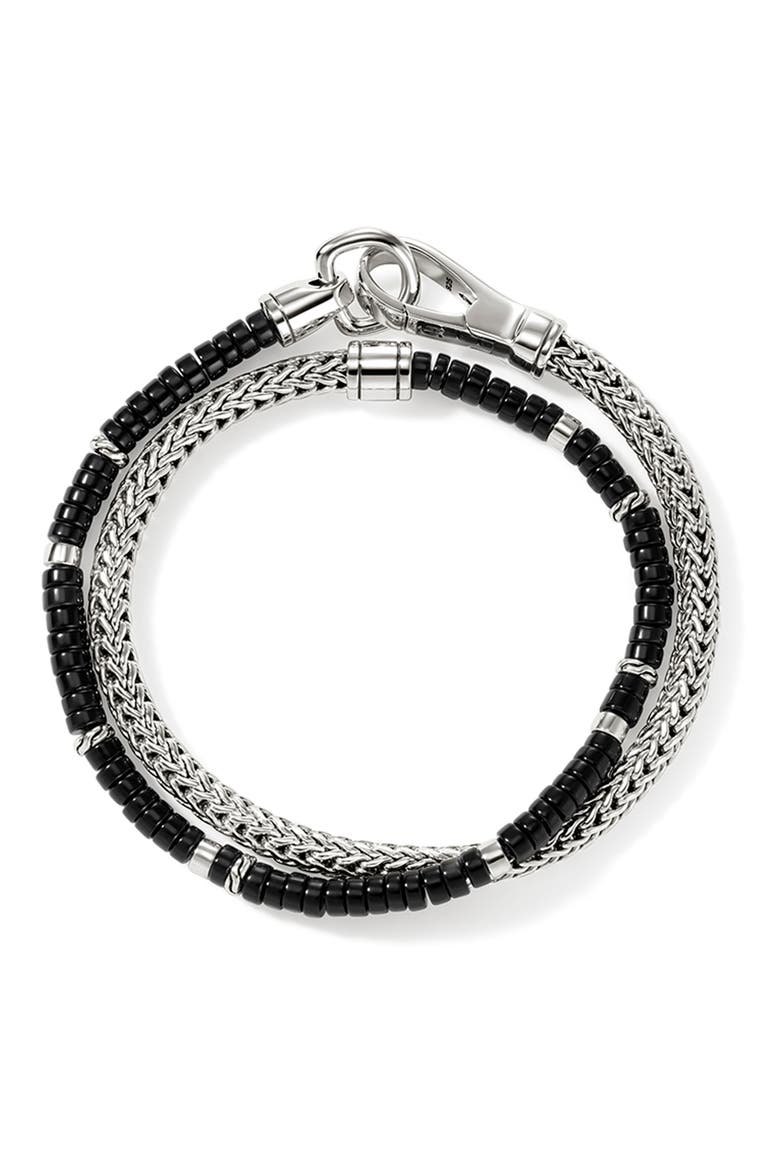 Heishi Chain Wrap Bracelet, Sterling silver, Gemstones, 4.5mm, Alternate, color, SILVER