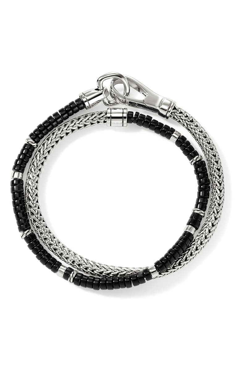 John Hardy Heishi Chain Wrap Bracelet, Sterling silver, Gemstones, 4.5mm, Alternate, color, Silver