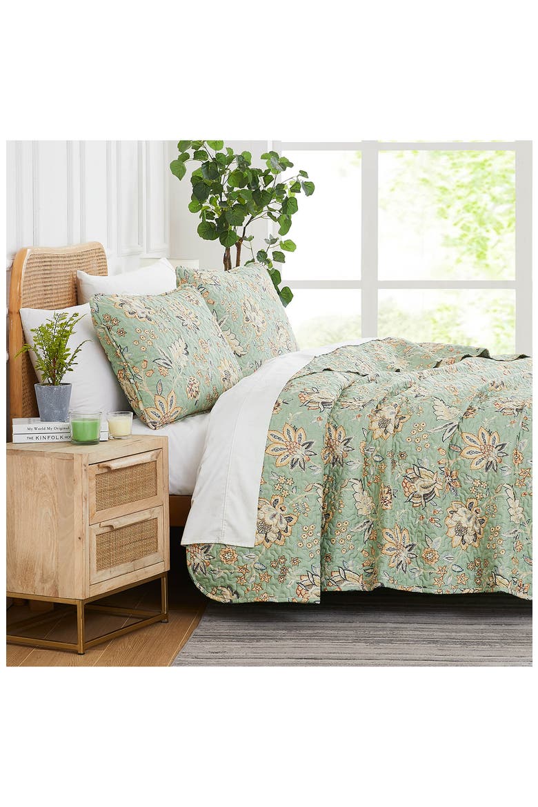 Jacobean Willow Oversize Quilt Set, Alternate, color, GREEN