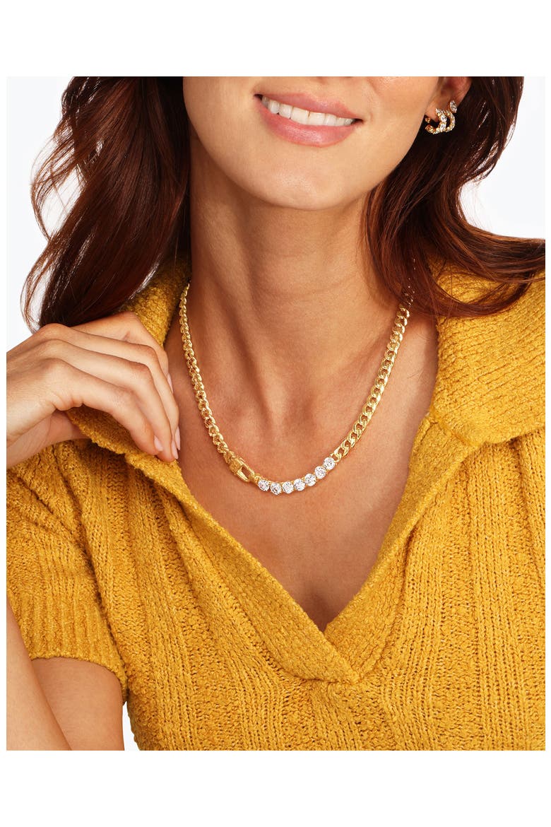 Julian Loves Cubic Zirconia Frontal Necklace, Alternate, color, GOLD-WHITE