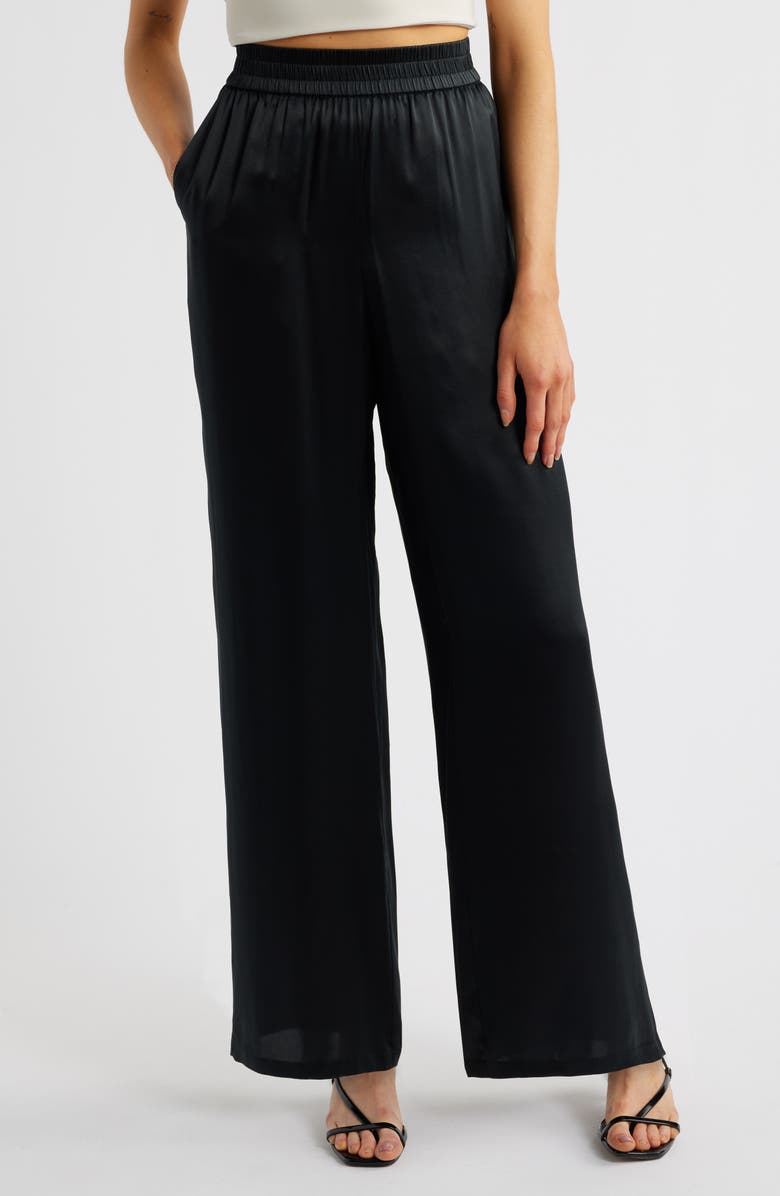 CAMI NYC Bleecker Silk Charmeuse Pants, Main, color, Black