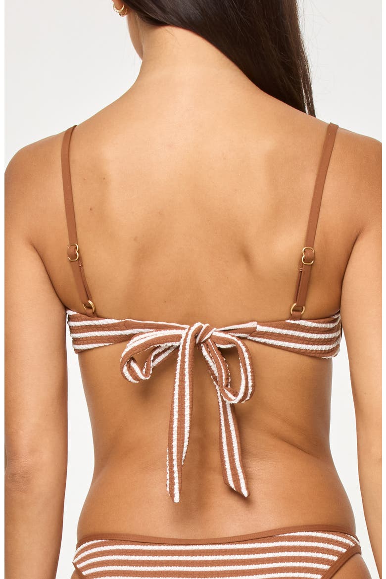 Hazel Stripe Bikini Top, Alternate, color, BROWN SUGAR