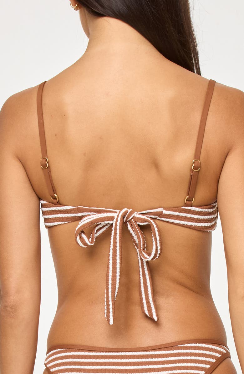 LSPACE Hazel Stripe Bikini Top, Alternate, color, Brown Sugar