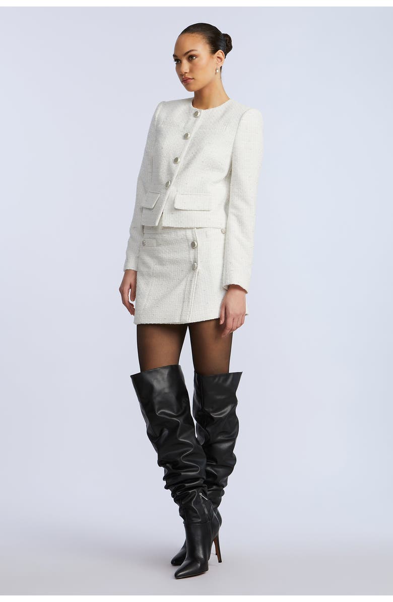 BCBGMAXAZRIA Tweed Wrap Short Skirt, Alternate, color, White