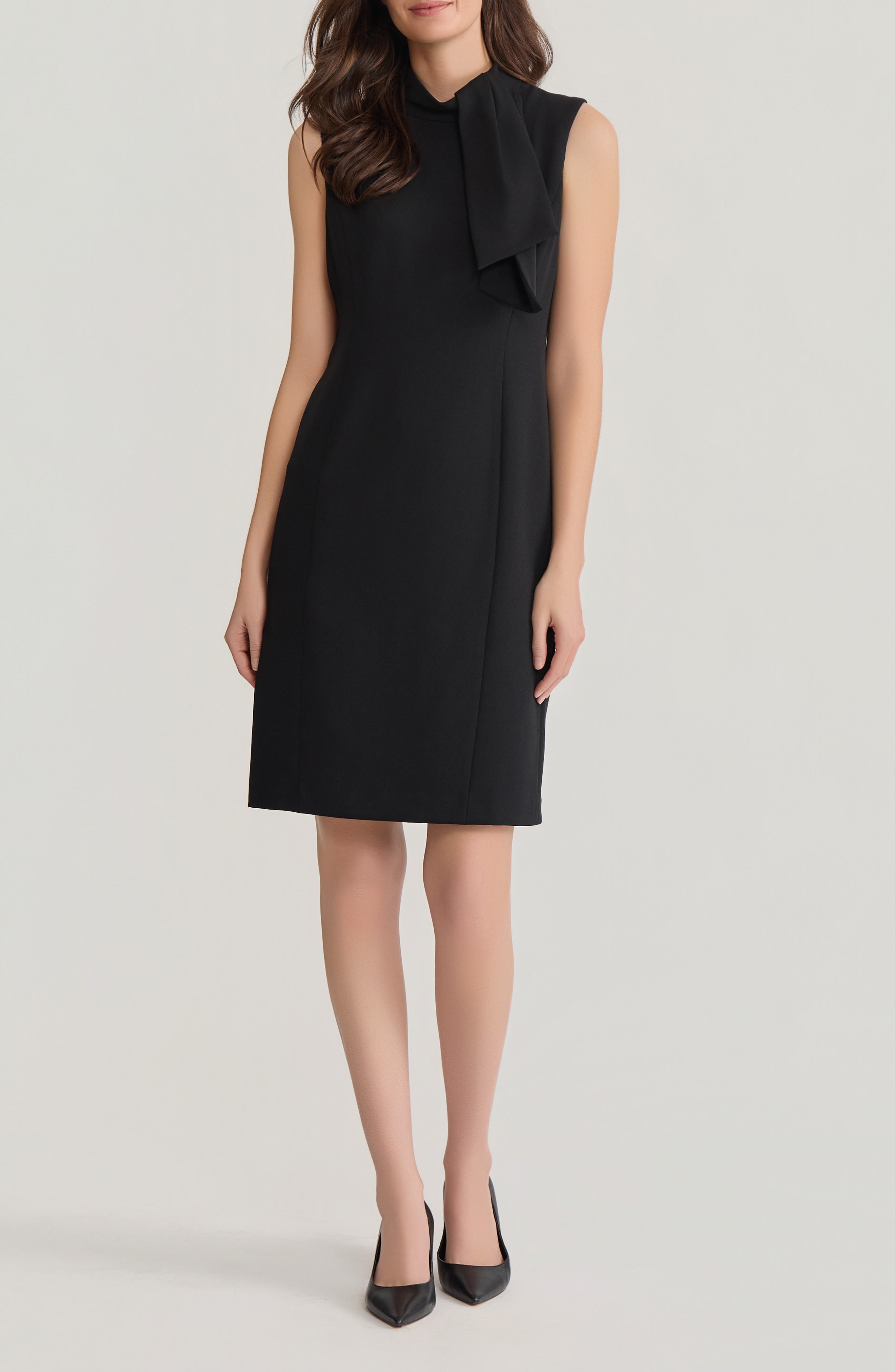 Neck Tie Sleeveless Sheath Dress