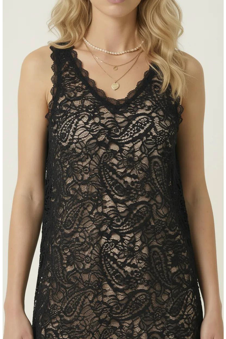 Sleeveless Lace Mini Dress, Alternate, color, Black