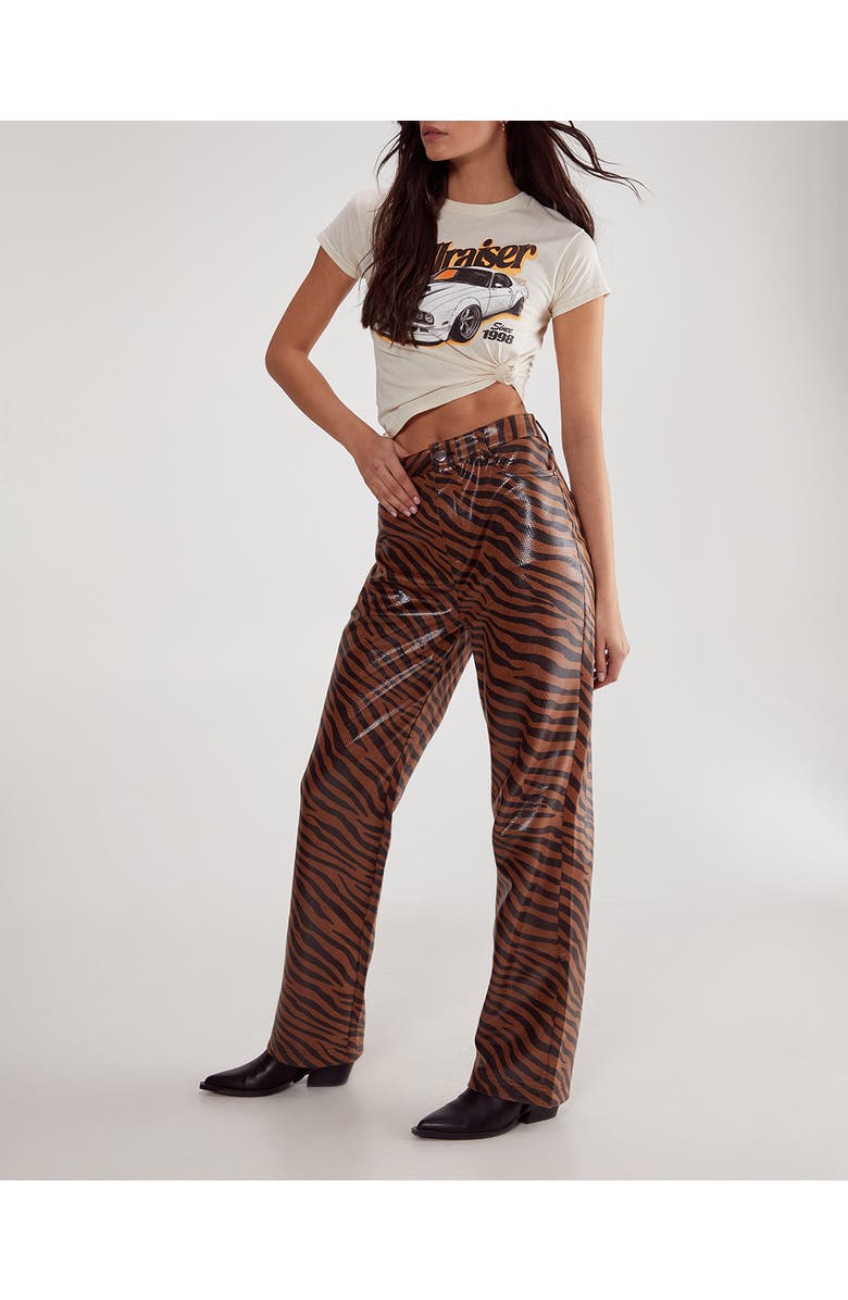 NASTY GAL Zebra Straight Leg Pant, Alternate, color, Neutral