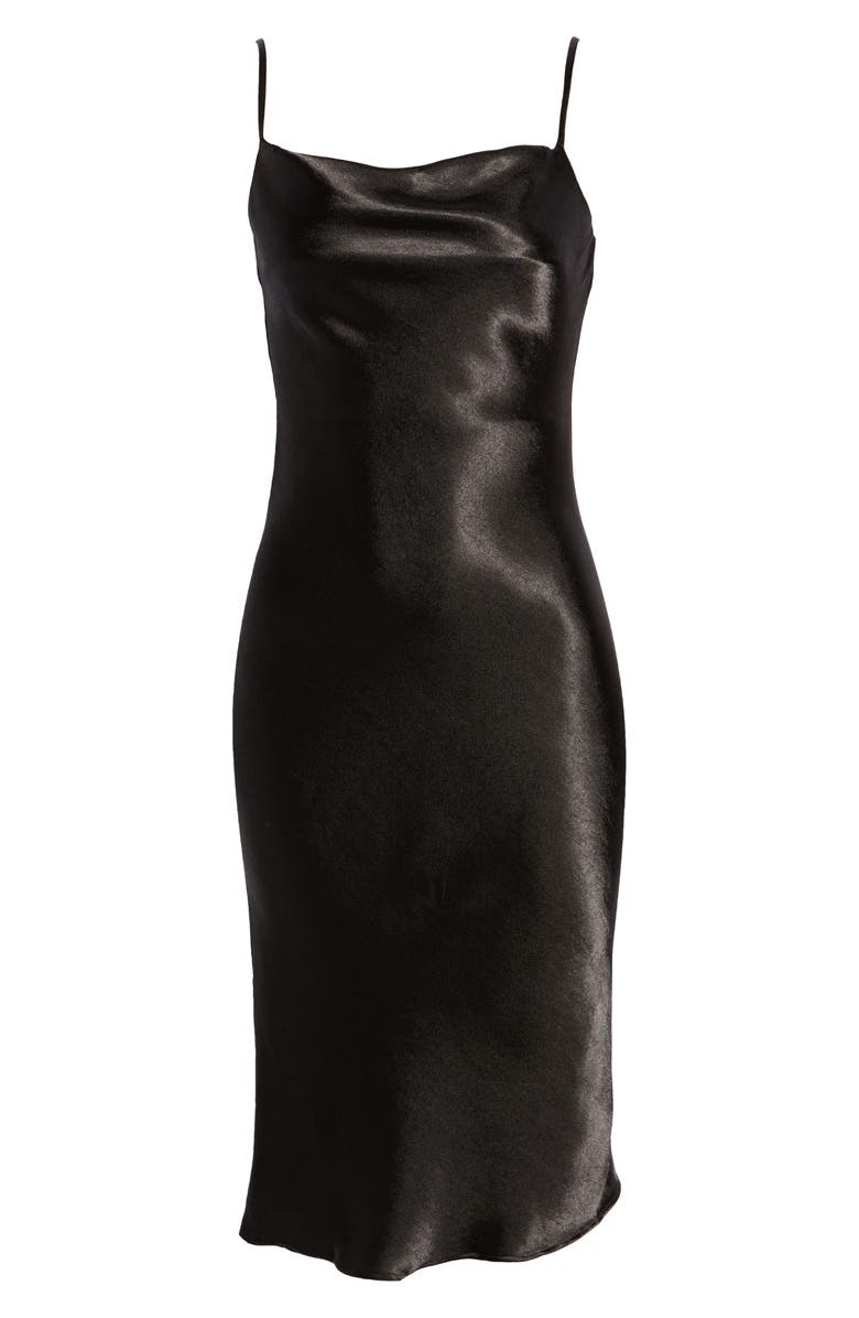 Lulus Brazen Babe Cowl Neck Satin Slipdress, Alternate, color,