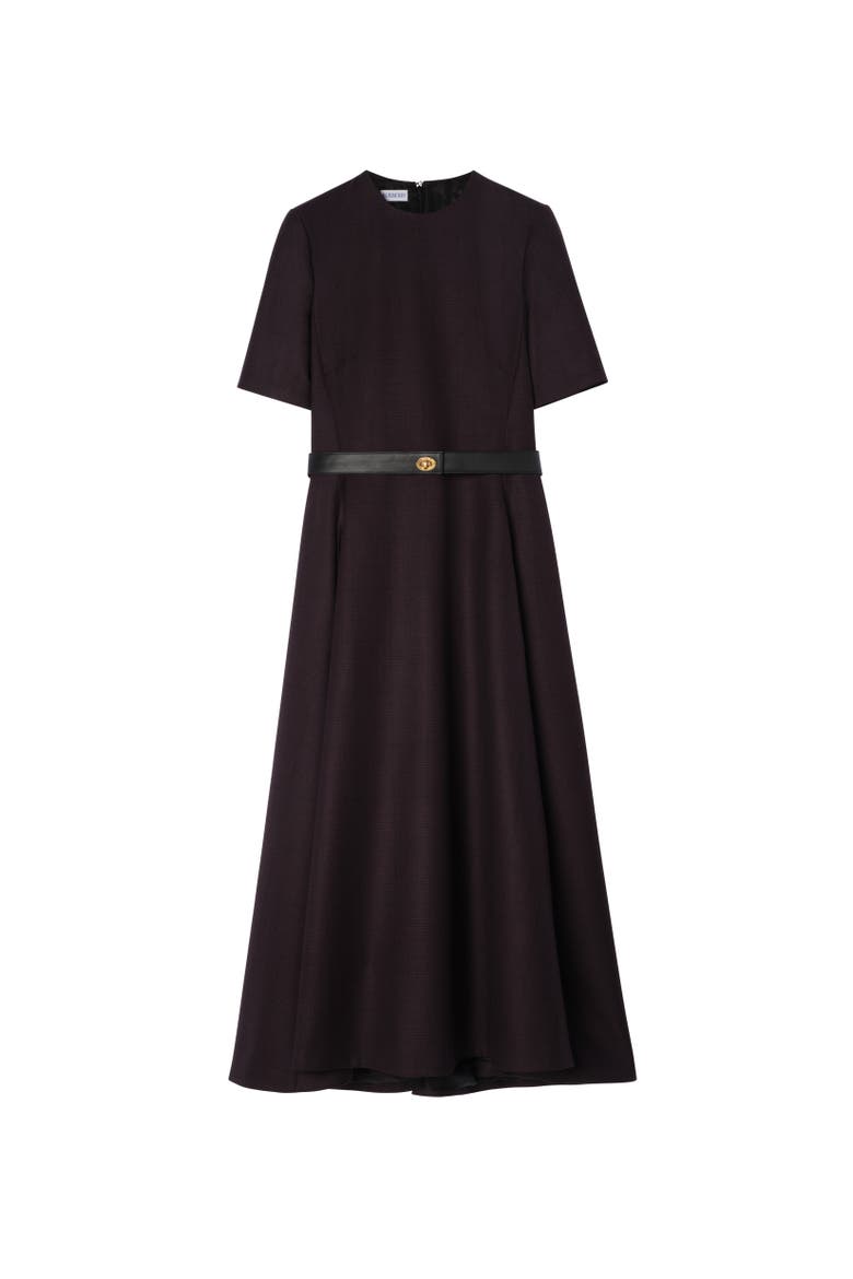Belted Check Wool Dress, Alternate, color, Dark pelt brown