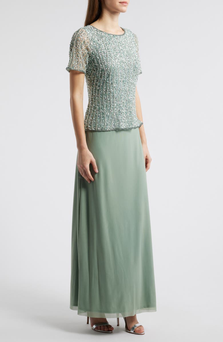 Pisarro Nights Beaded Mock Two-Piece Gown, Alternate, color, Mint