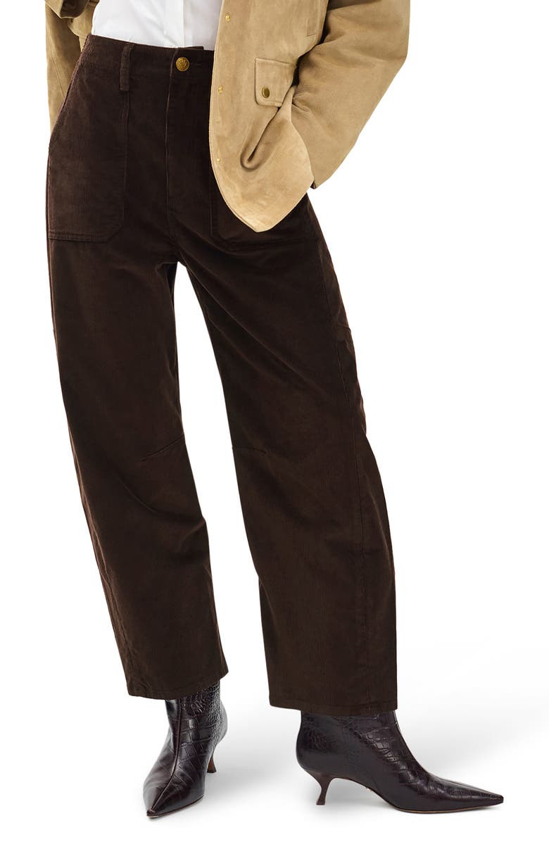 rag & bone Charlie Super High Waist Crop Barrel Corduroy Jeans, Alternate, color, Dark Brown