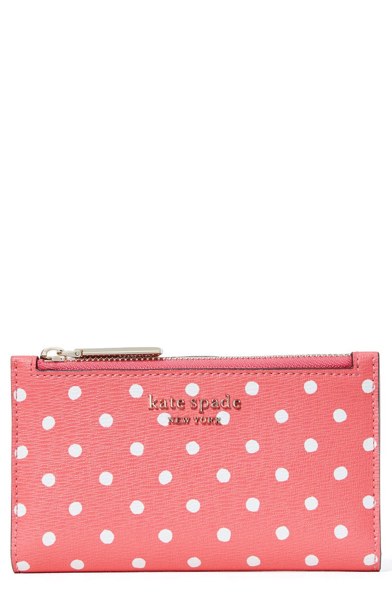 Kate Spade New York spencer dots slim bifold wallet, Main, color,
