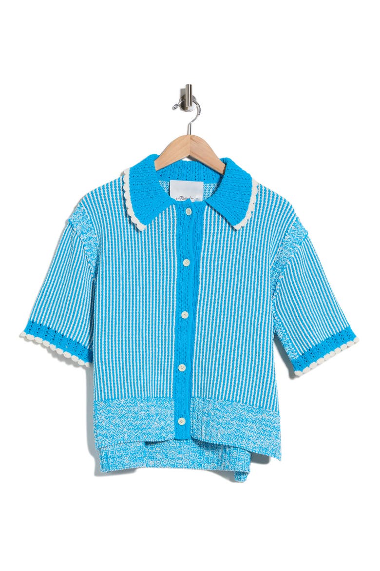 Textured Short Sleeve Polo, Main, color, OCEAN-WHITE