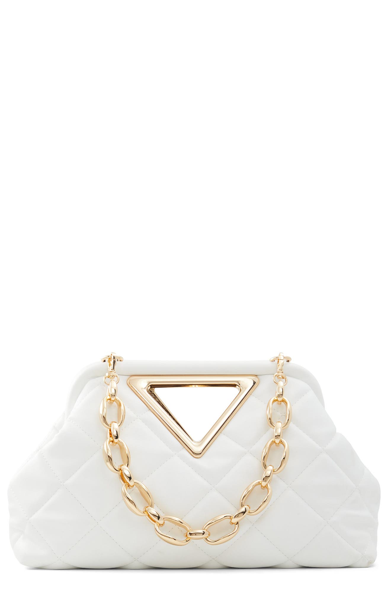 Triada Faux Leather Clutch, Main, color, WHITE