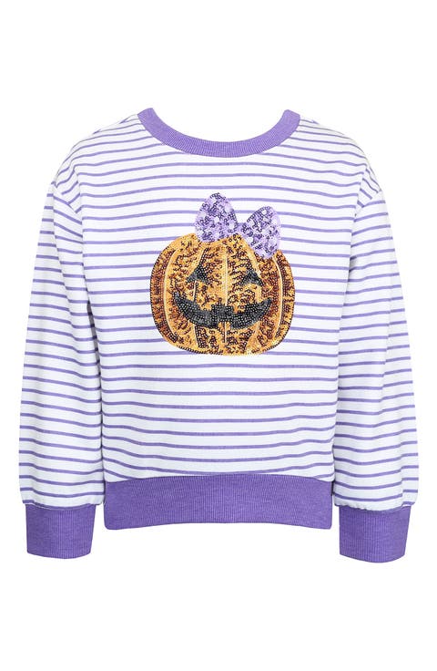 Kids' Sequin Pumpkin Stripe High-Low Sweatshirt