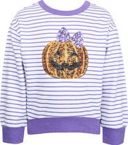 Zunie Kids' Sequin Pumpkin Stripe High-Low Sweatshirt