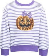 Zunie Kids' Sequin Pumpkin Stripe High-Low Sweatshirt