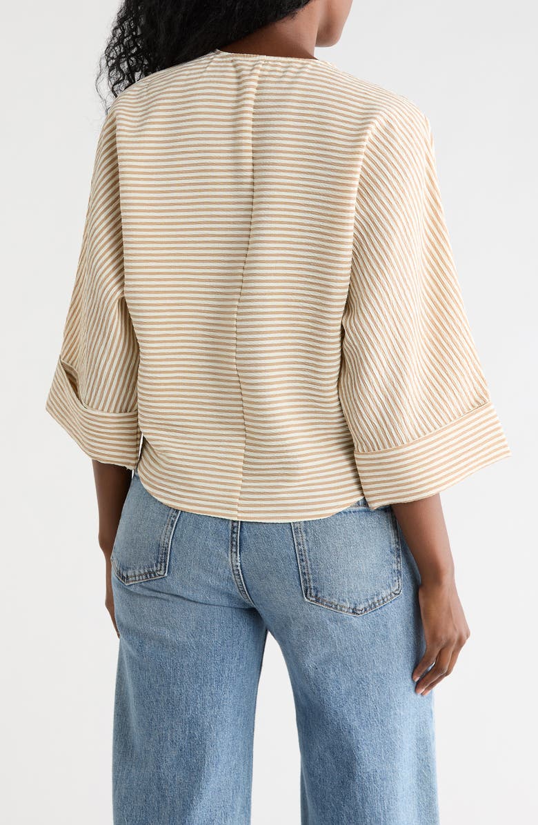 CHENAULT Tie Front Seersucker Top, Alternate, color, Taupe/ Ivory