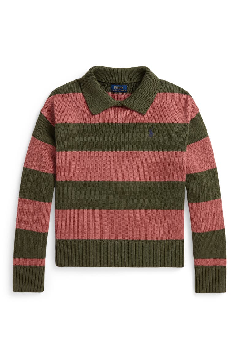 Kids' Striped Long Sleeve Cotton Polo Sweater, Main, color, MULTI