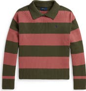 Polo Ralph Lauren Kids' Striped Long Sleeve Cotton Polo Sweater