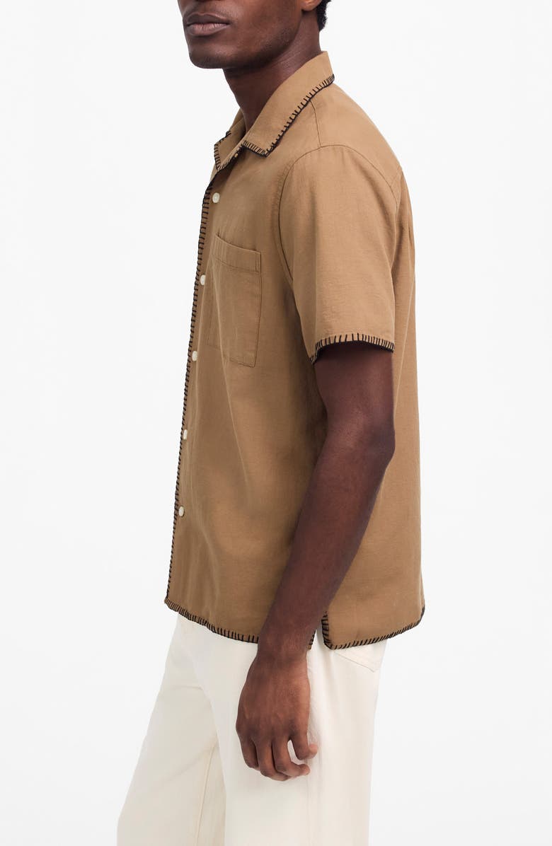 Madewell Textured Gauze Easy Short Sleeve Button-Up Shirt, Alternate, color, Faded Birch