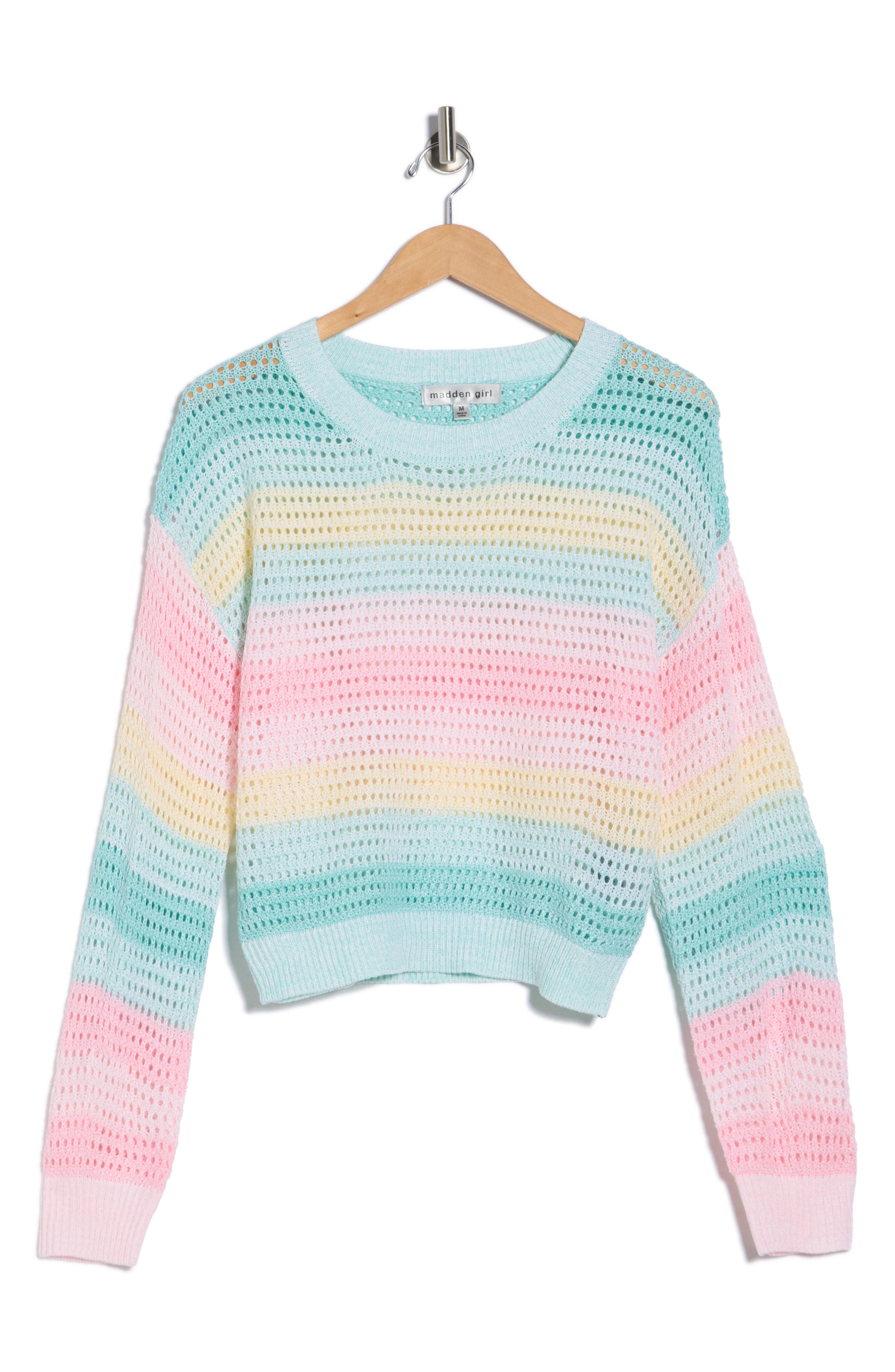 Madden Girl Stripe Open Stitch Sweater