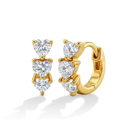 Cascading Cz Heart Plated Hoop