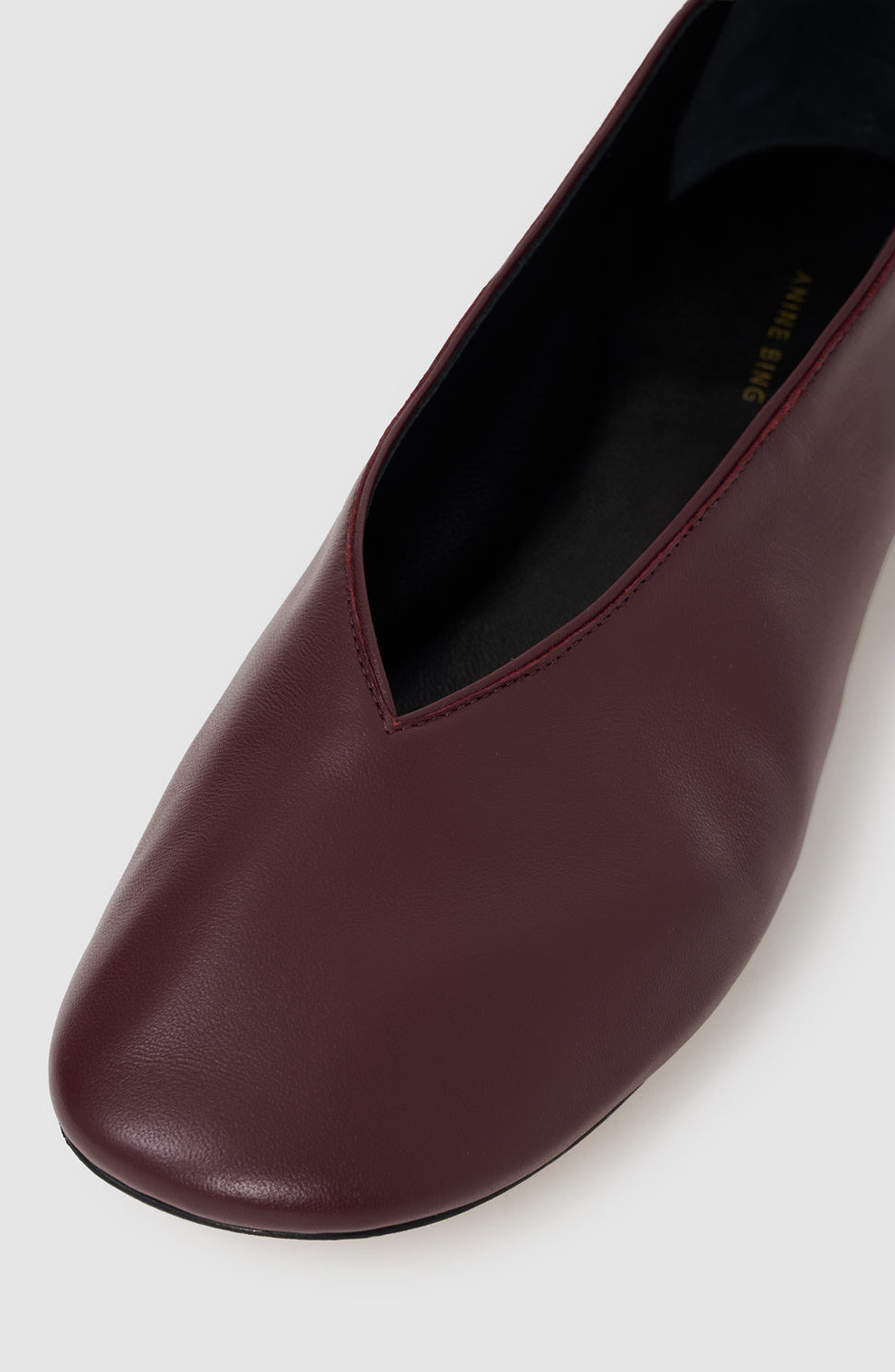 Ana Smooth Leather Flat, Alternate, color, Fig