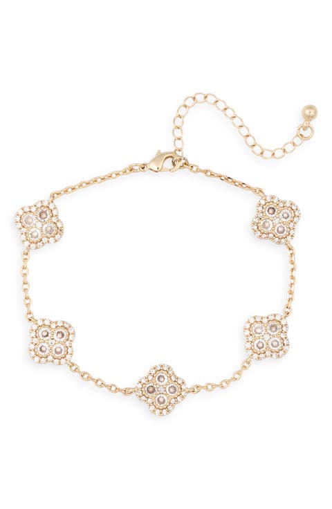 Crystal Clover Station Bracelet
