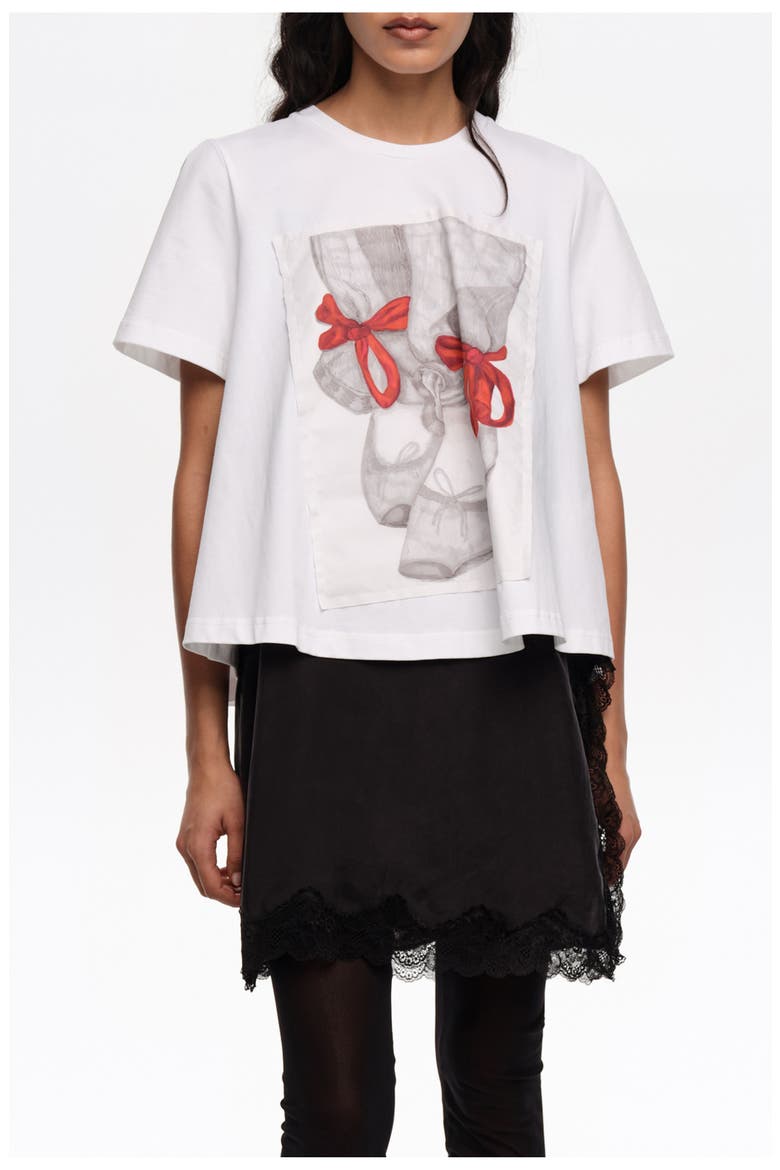 Ballerinas Logo A-Line T-Shirt, Main, color, WHITE