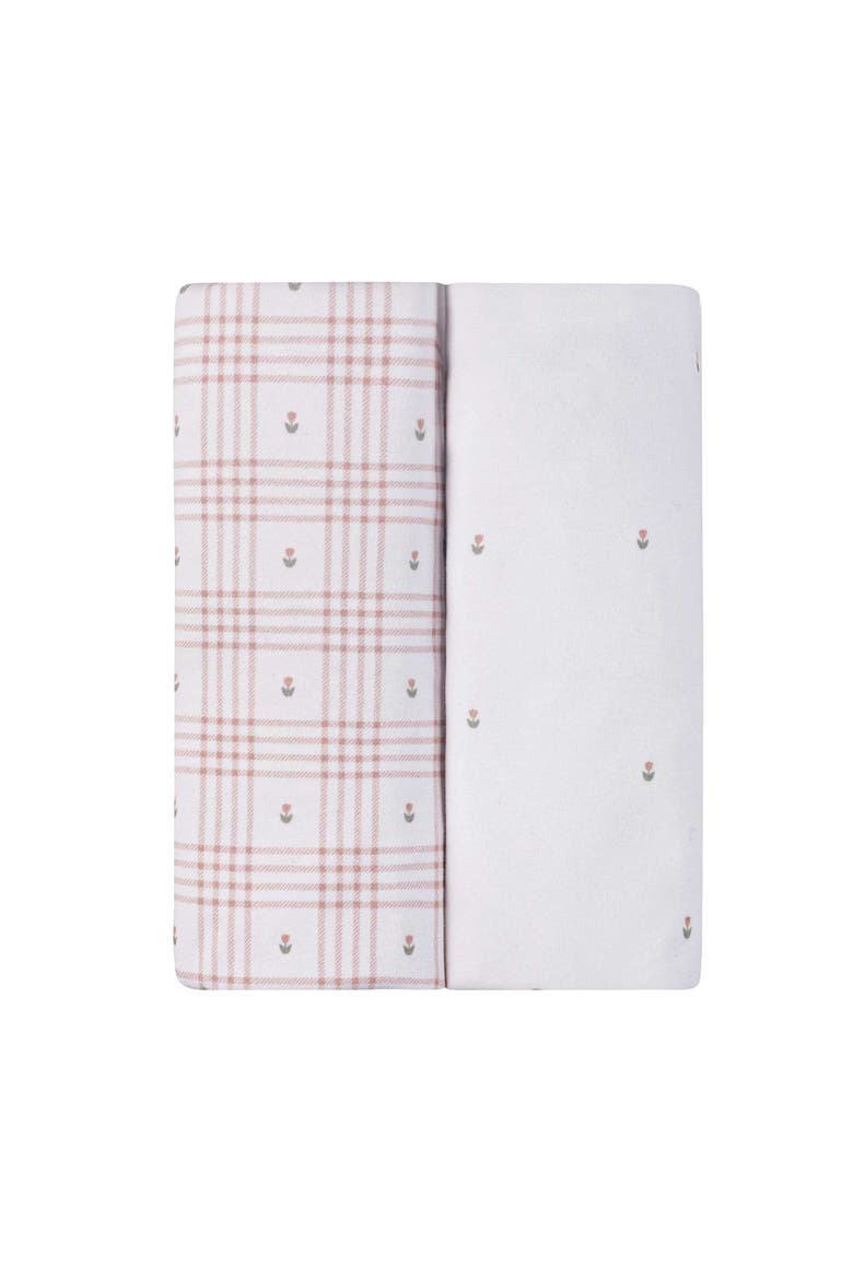 Floral Plaid Collection Baby Fitted Bassinet Sheet 2 Pack, Main, color, Pink