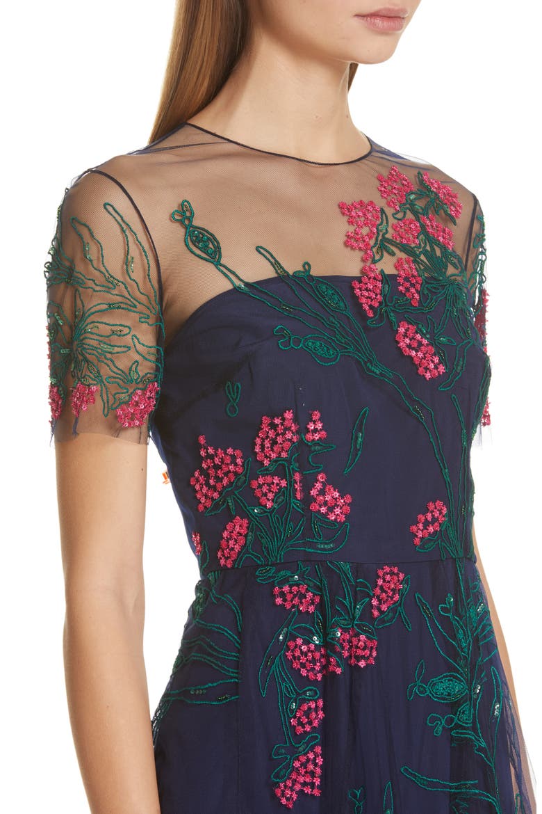 Floral Cocktail Dress, Alternate, color, MIDNIGHT