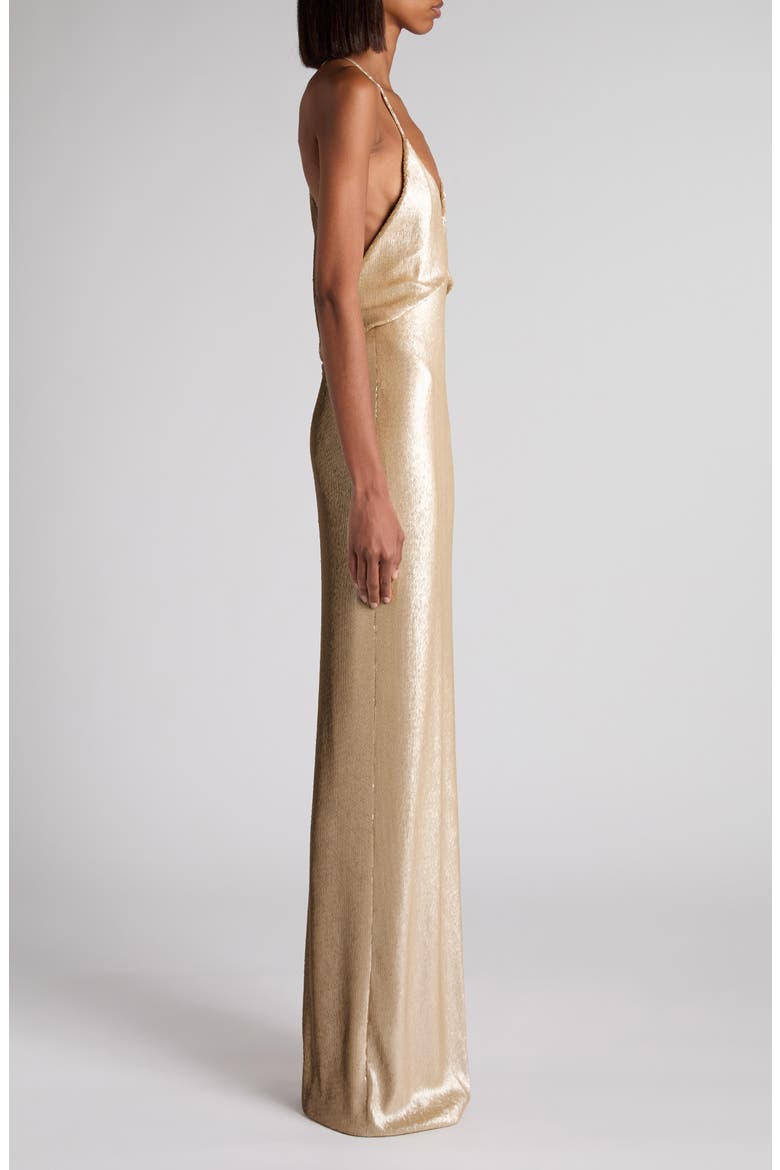 Sequin Embroidered Tulle Gown, Alternate, color, BY001 GOLD