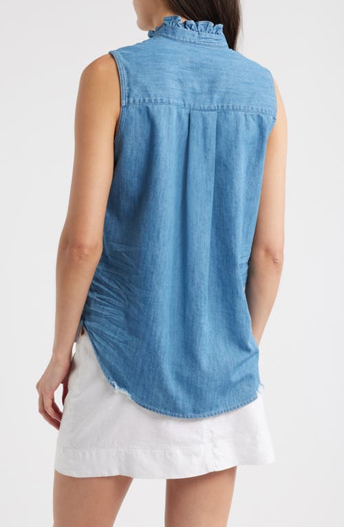 Frank & Eileen Distressed Sleeveless Cotton Button-up Shirt