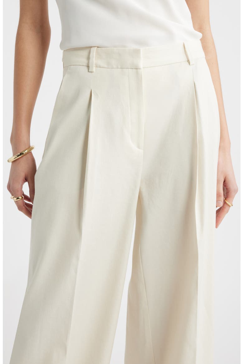 Pleated Linen Blend Wide Leg Pants, Alternate, color, IVORY BIRCH