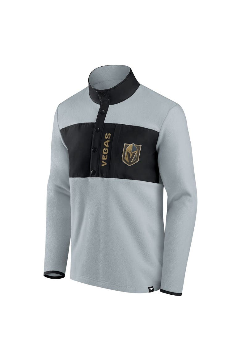 Men's Fanatics Branded Gray/Black Vegas Golden Knights Hockey Polar Fleece Quarter-Snap Jacket, Alternate, color, Gray